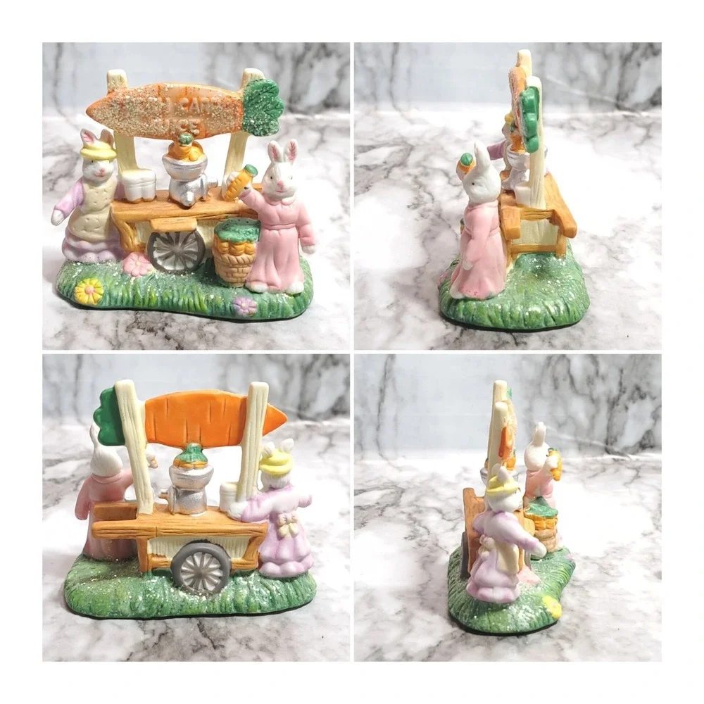 Set/2 Hoppy Hollow 2002 Easter Bunnies Accessories Bridge/Carrot Juice‎ Stand